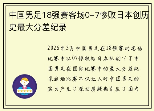 中国男足18强赛客场0-7惨败日本创历史最大分差纪录 中国男足18强赛客场0-7惨败日本创历史最大分差纪录